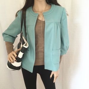 Anthropologie Tabitha Robin egg cropped wool coat